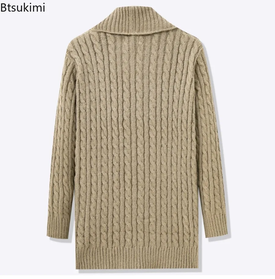 Winter Clothing 2025 Men's Knitted Jacquard Casual Cardigan Jackets Fashion Lengthen Sweater Coats Long Sleeve Wool Knitwear Man