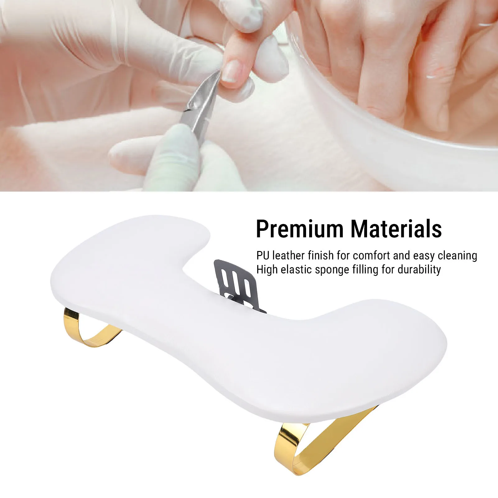 Nail Arm Rest for Nail Tech PU Leather U Shaped Manicure Hand Rest with Adjustable Phone Holder Nail Arm Rest with Phone Holder