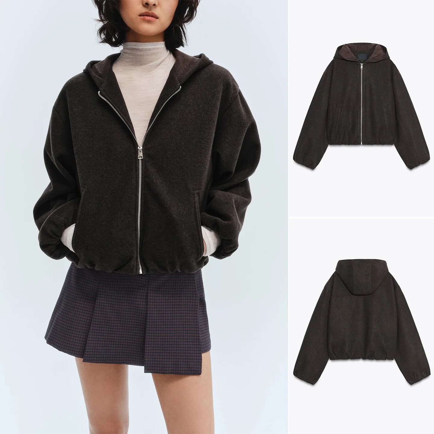 

Коврик Sle с капюшоном Jaet, женская свободная верхняя одежда на молнии с подолом, осень-зима, Новое поступление, простое женское пальто Ele