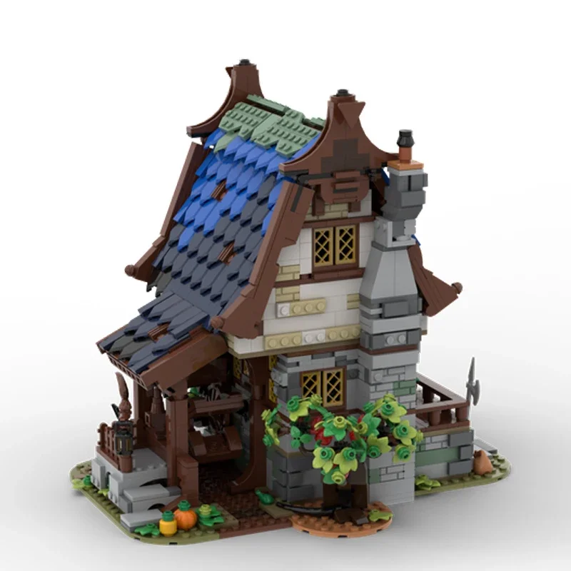 Symoc – mermell d'eau médiévale MOC City, brique de construction de rue, vue d'architecture, bloc de modèle, stand d'achat, ensemble de briques de maison traditionnelle