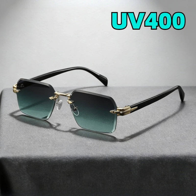 

2026 New Fashion Metal Frameless Sunglasses Outdoor Travel UV Protection Eyewear Unisex Trendy Street Style Shades UV400