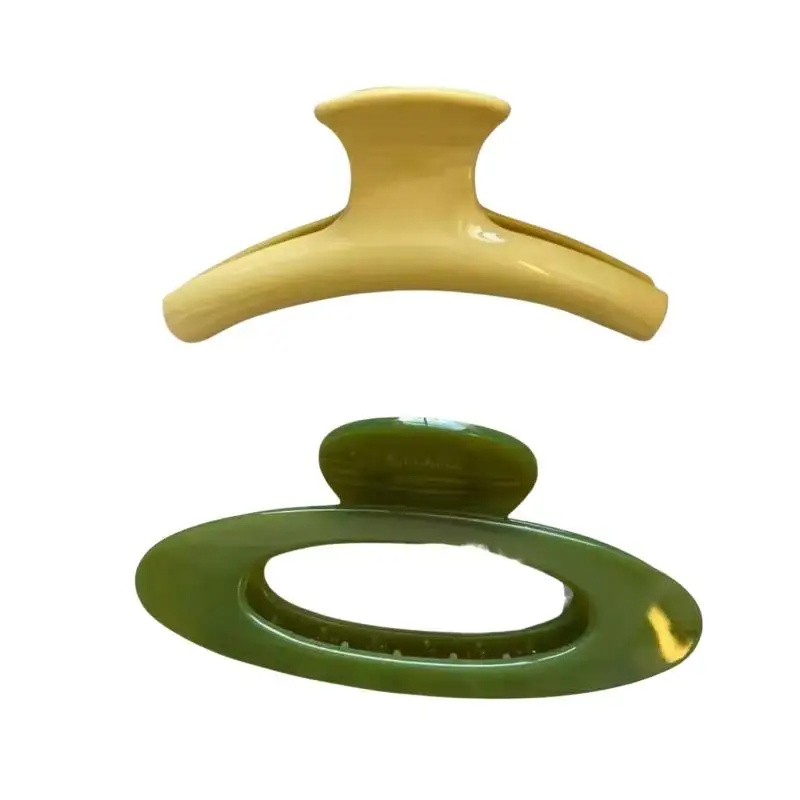 Hair Claw Jelly Green Geometric Hollow French Ellipse Arc Durable Strong Hold Hair Clip for Girls Outdoor Shopping view 4