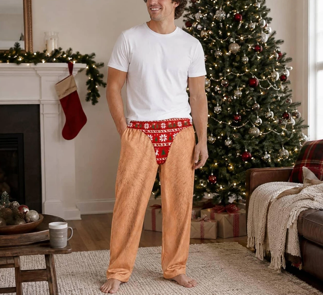 Funny Christmas Streetwear Sports Pants Women Men, Holiday Sleepwear, Funny Christmas Party Pants Gift Idea Novelty Gag Gift