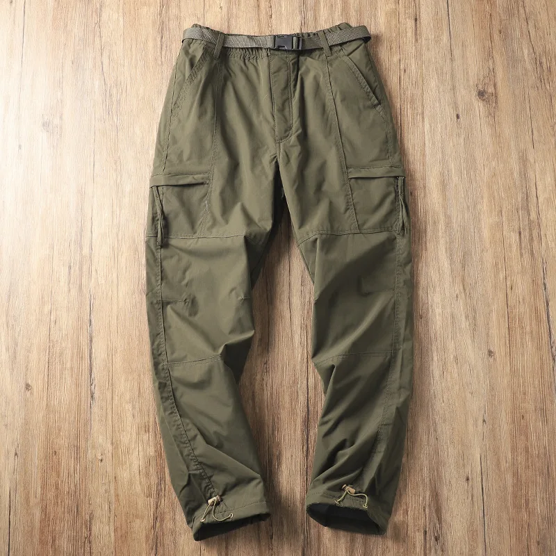 Outdoor Workwear Pants Men's Loose Fleece Lined Thick Soft Hiking Pants Windproof Waterproof Polyester Fiber Straight Leg