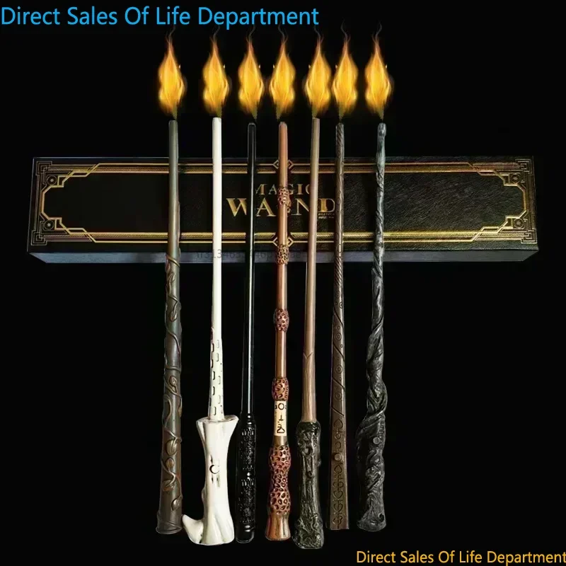 Baguette magique crachant des flammes, lance-flammes réel, accessoire de scène lumineux LED, cadeau cosplay pour Halloween, Noël, fans de sorciers