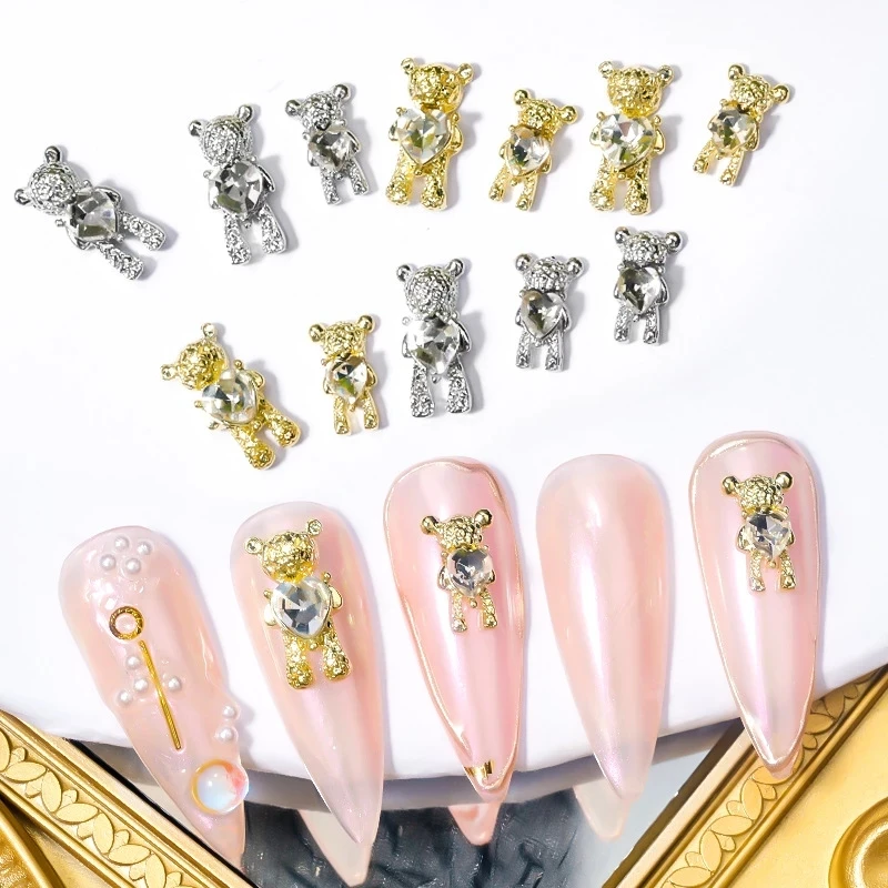 3D Cute Bear Nail Charme Kristall Kirsche Planeten Bär Shaped Strass Nagel Ornamente DIY Bär Nagel Design Dekoration Handwerk