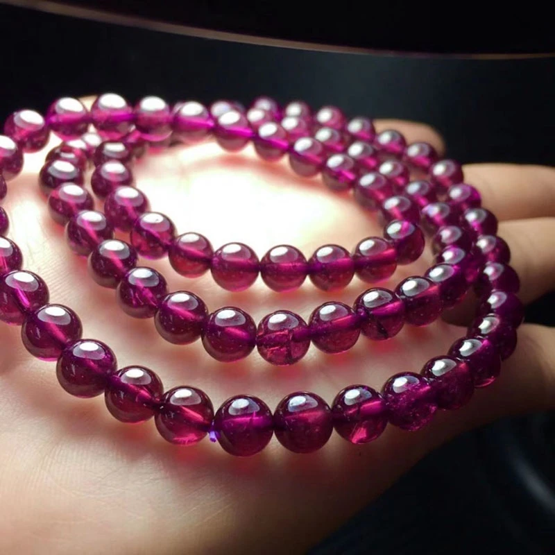 Natural Purple Garnet 3 Laps Beads Bracelet Jewelry Women Men 5mm Purple Garnet Crystal Round Bead Healing stone AAAAAA