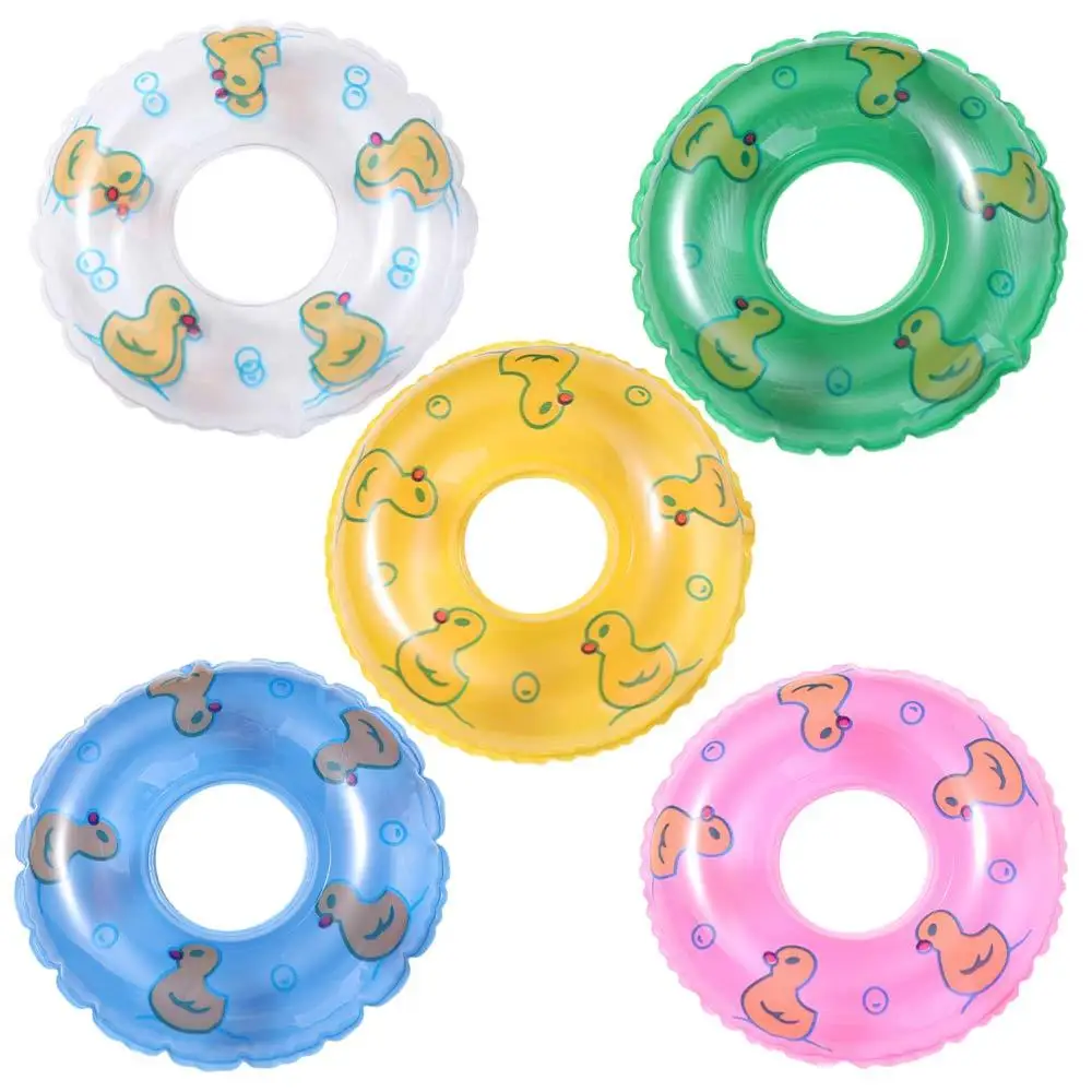 PVC دمية مصغرة السباحة الدائري الدمى الملحقات بطة صفراء حلقات صغيرة السباحة DIY اللباس #2