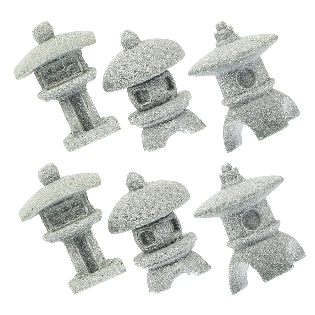 

6 шт. песчаник статуя пагоды миниатюрный павильон бонсай декор садовый орнамент в стиле дзен открытый Крытый пейзаж украшения