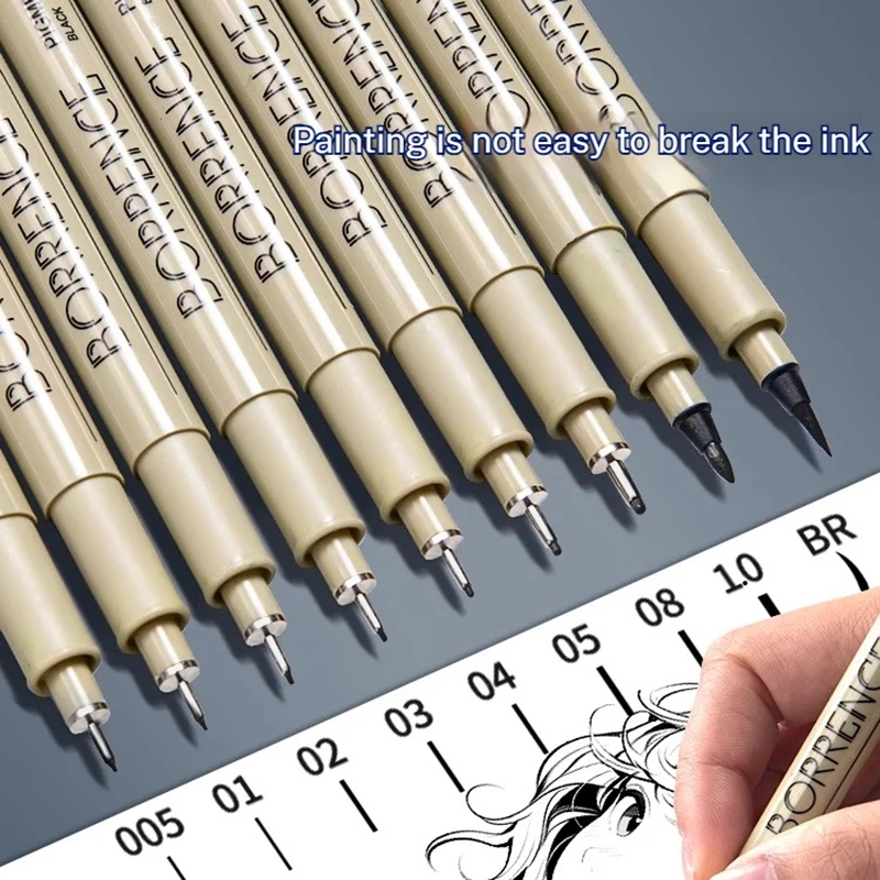 

Ручка для рисования манги, пигментный лайнер, набор маркеров для рисования, линия крючков, игла, ручка для скетчинга, мягкая кисть, канцелярские товары