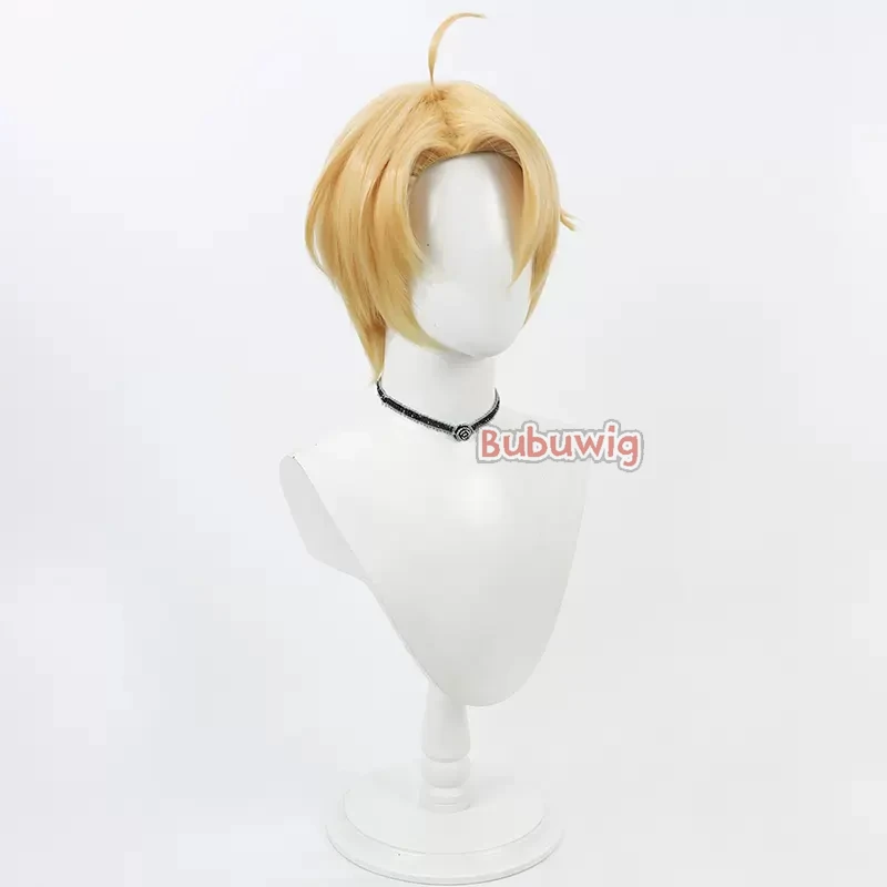 Bubuultraviolet Cheveux synthétiques NIC F. Perruques de cosplay Jones, jeu Traverse Town NIC F. Jones-Perruque Blonde Courte pour Homme, Degré de Chaleur, 30cm