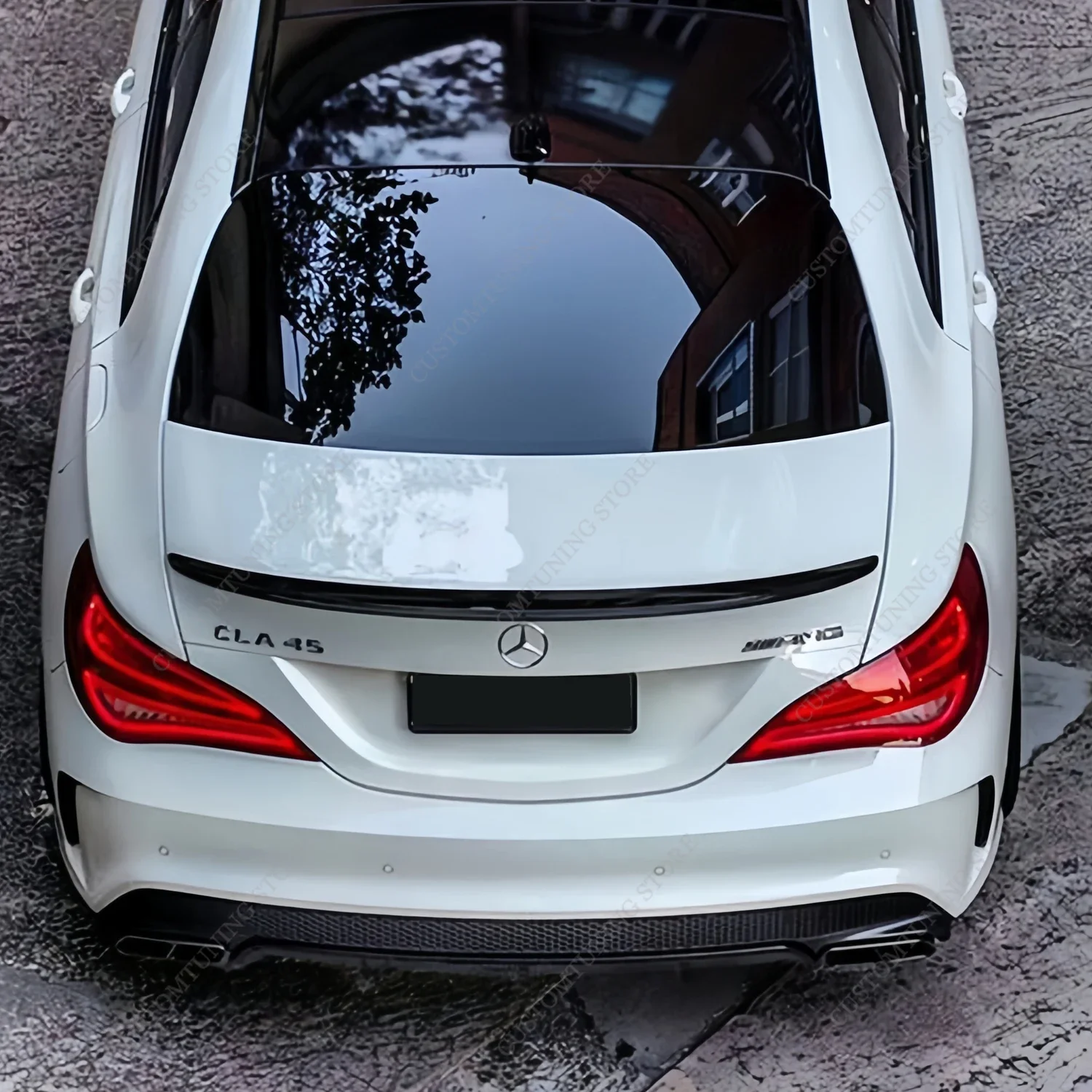 For Mercedes W117 Gloss Black 45S Style Rear Spoiler Wing C117 CLA 200 220d 250 250d Coupe 2012-2018 Rear Trunk Spoiler Caps