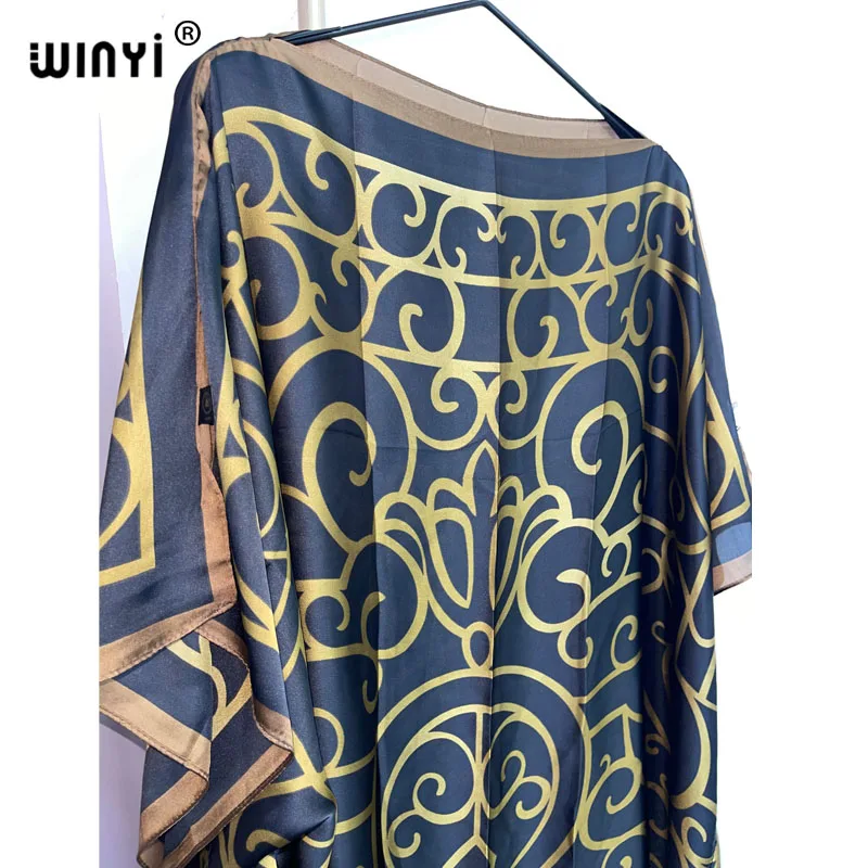 WINYI Summer beach Dress NEW Print Boho Hijab Loose vetidos Elegantes Muslim Abaya Robe Gown Sexy Lady Party maxi holiday kaftan