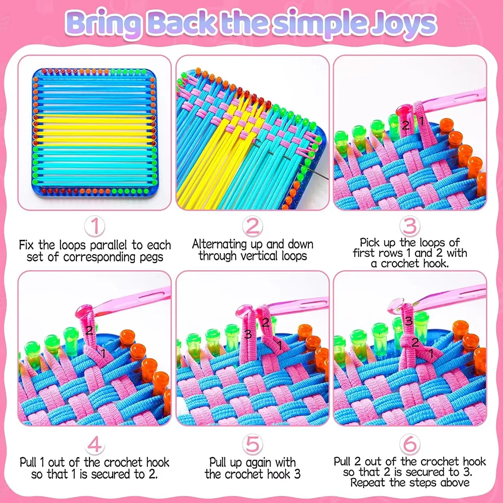 Weaving Loom Kit for Kids Adults, Potholder Hand Knitting Loom Toy, DIY Arts Crafts Making Set, Ideal Birthday  Gift for Girls