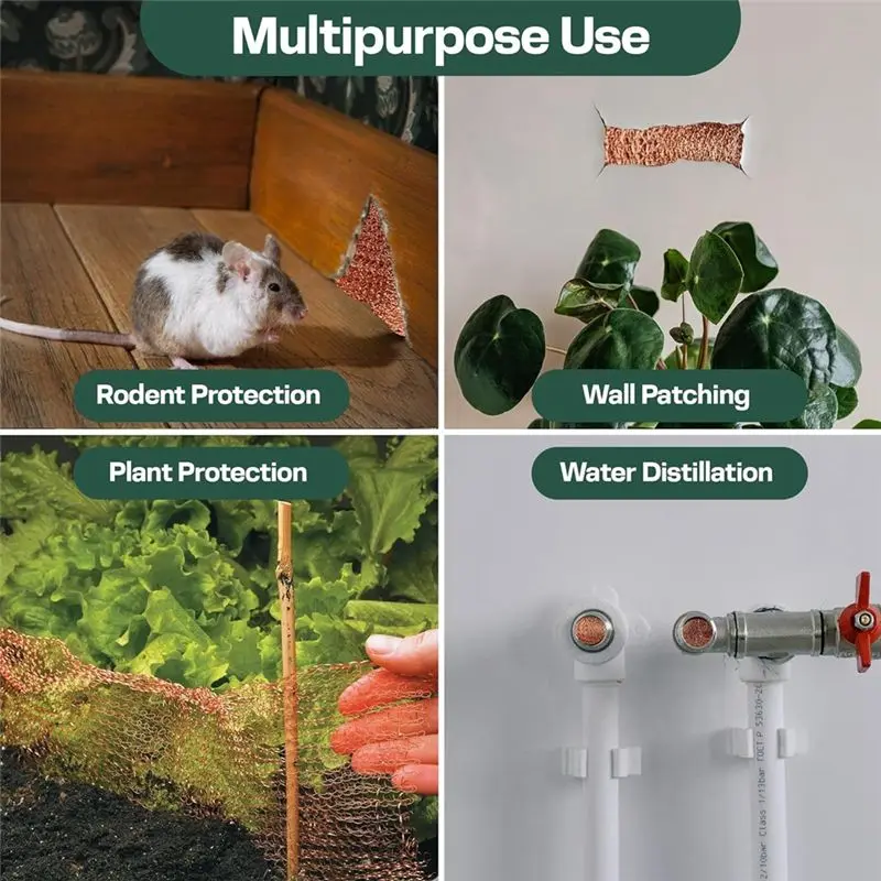 J1UL1N Copper Mesh Rodent Control Kit, 5 Inch X 35Ft Rustproof Copper Wool Blend, DIY Hole Filler, Complete Tool For Mice