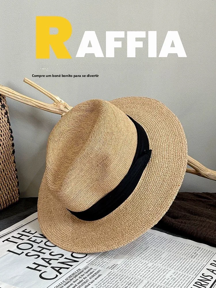 chapeau-de-paille-a-large-bord-pour-femme-protection-solaire-estivale-plage-en-plein-air-tisse-a-la-main-en-paille-de-laffey-respirant-reglable-a-calotte-plate