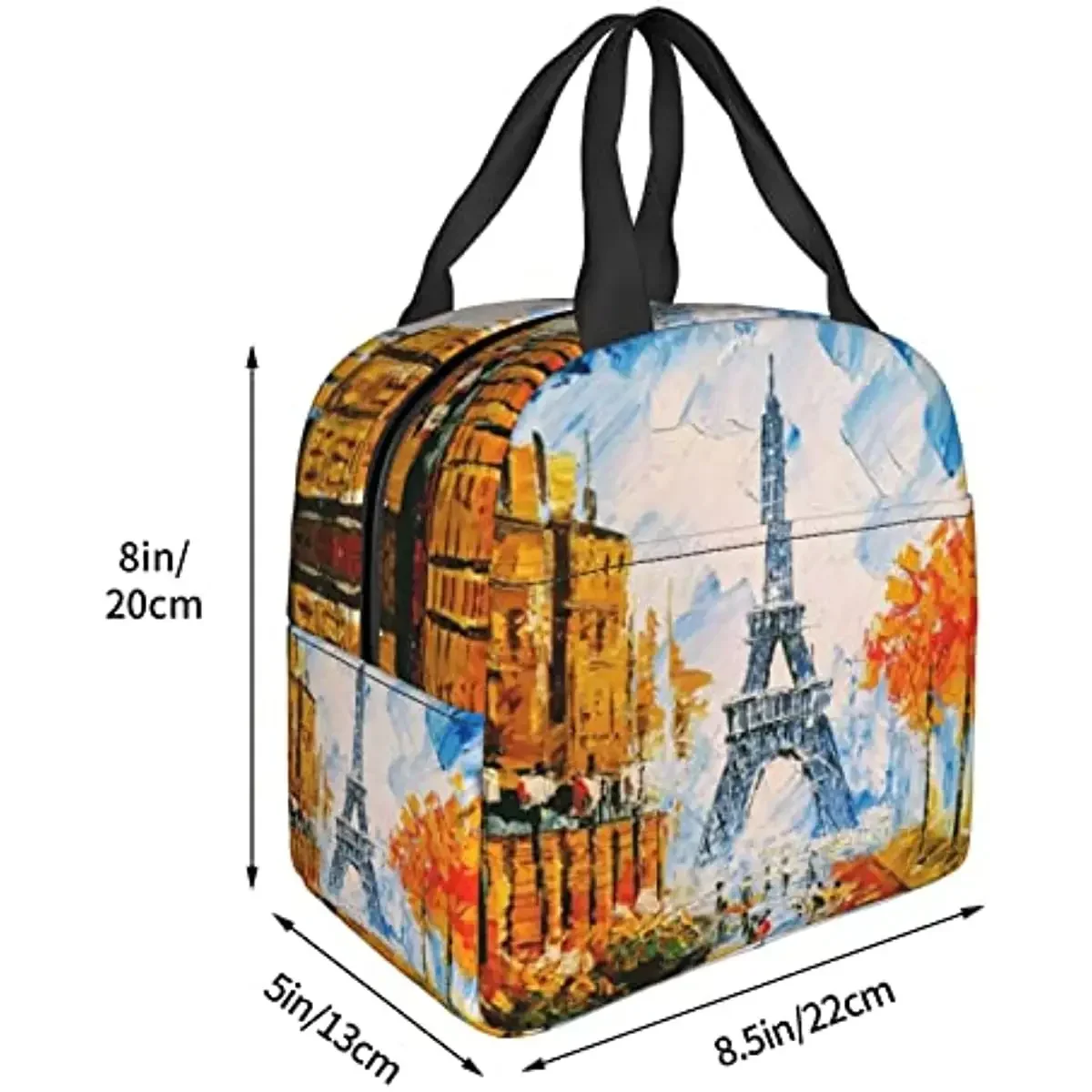 Lunch Bag Insulated Paris Eiffel Tower Lunch Box Reusable Waterproof Lunch Tote Bag for School Work College Outdoor