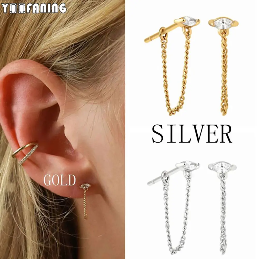 

925 Sterling Silver Ear Needle Simple Luxurious Earrings White Zircon Niche Design Exquisite Earrings for Women Jewelry Patty