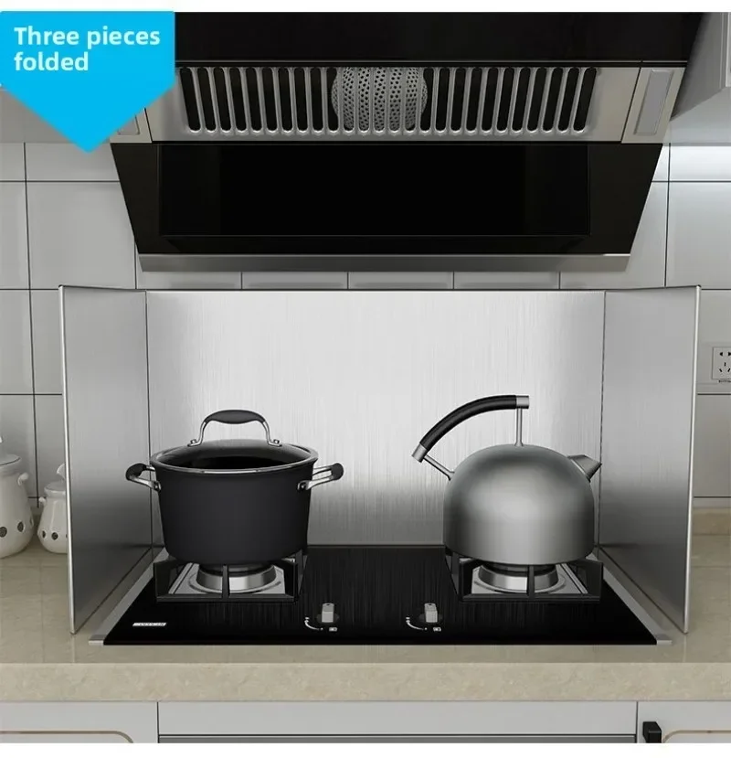 Oil Baffle Kitchen Stainless Steel Oil Baffle Thickened High Temperature Gas Stove Heat Insulation Plate Easy To Clean