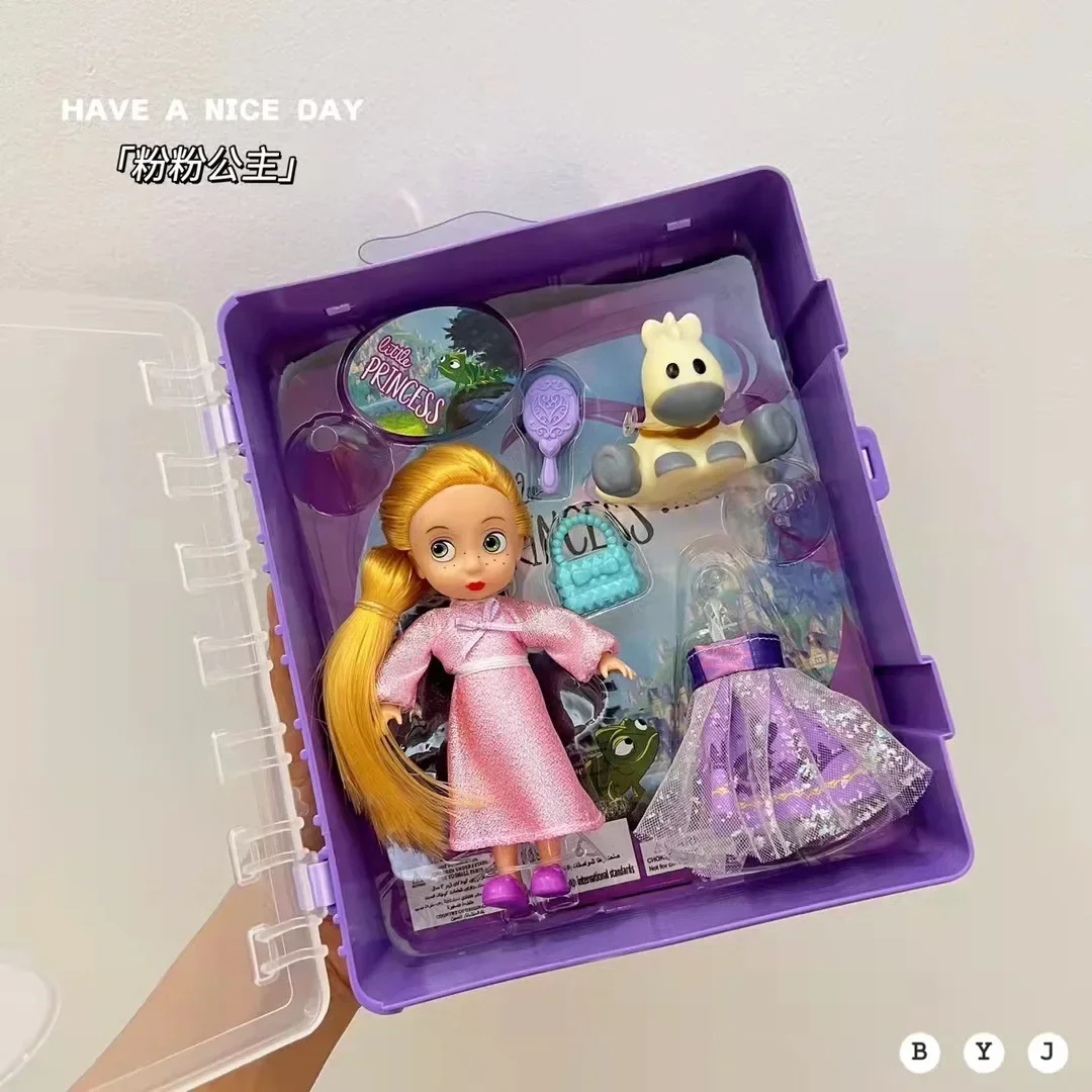 Disney-Muñeca de La Sirenita de Frozen, princesa Anna, Elsa, Bella, pelo largo, Mini muñeca de salón, conjunto de vestido para regalo de cumpleaños, juguete