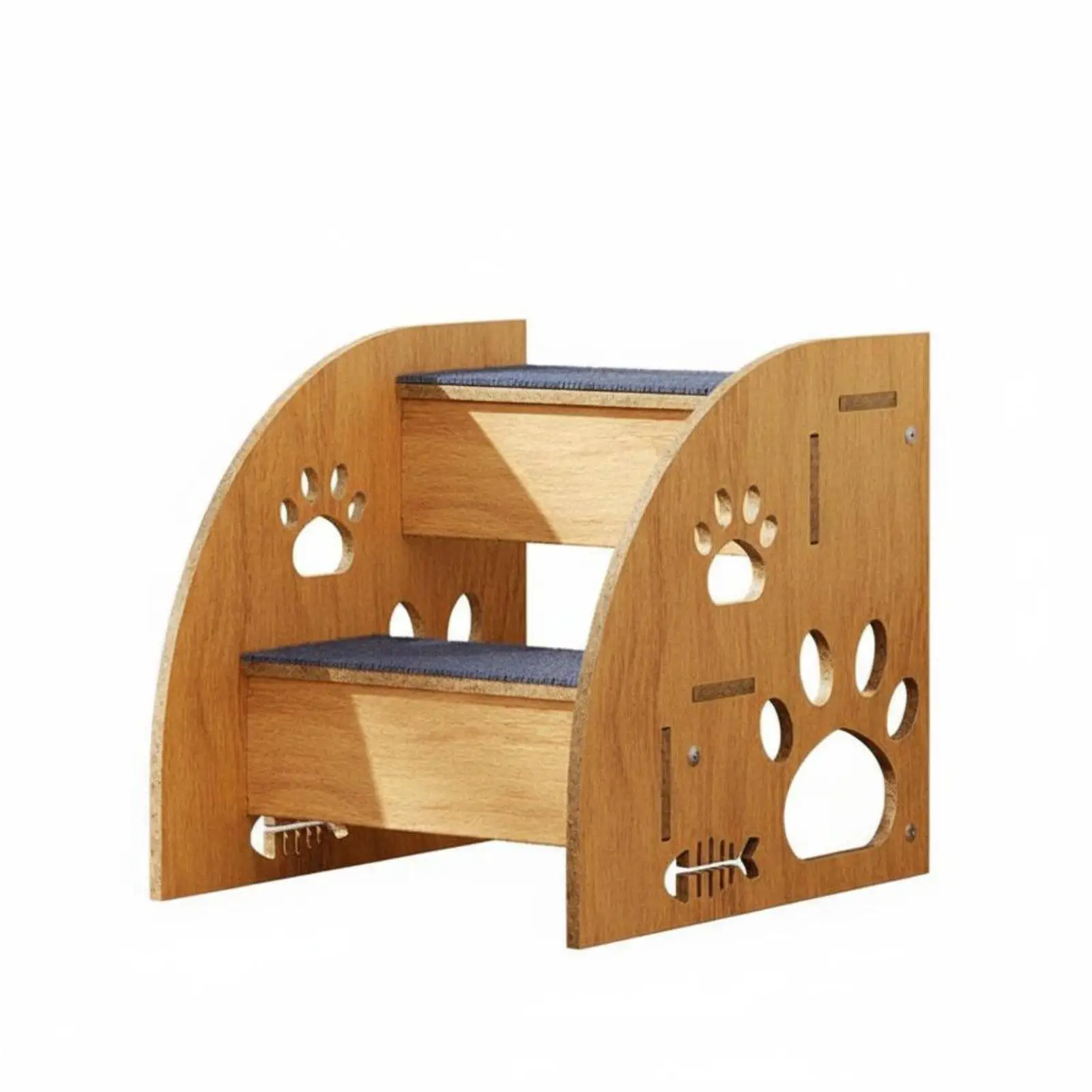 Wooden Dog Ramp Stairs for Couch with Non-slip Paw Print Design for Senior Pets to Climb Safe