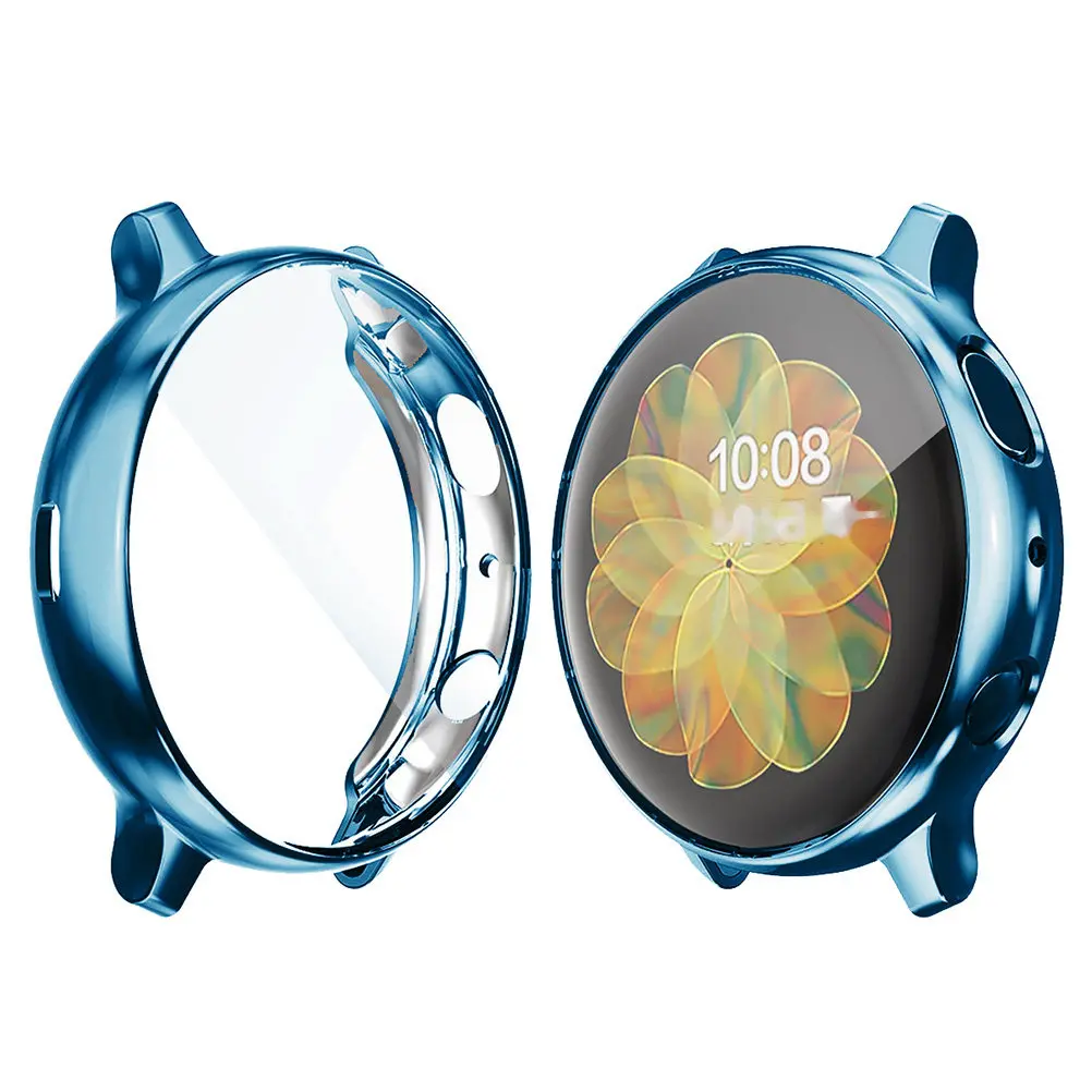 Electroplate Protective Watch Case Cover Flexible Tpu Frame Scratch-Resistant Compatible 2 Cyan 40Mm