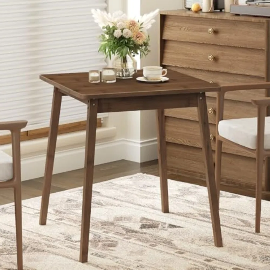 

Bamboo Dining Table Square Dining Table for 2 27.6" Kitchen Table for Small Space Writing Table Easy to Assemble for Dining Roo