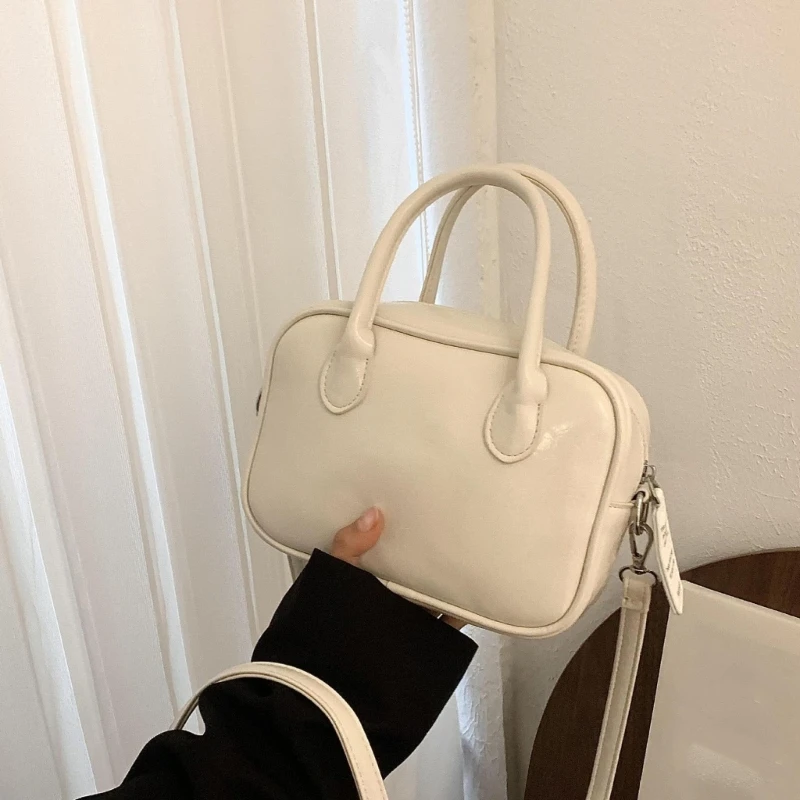 Women Solid Color Shoulder Bag Shopping Bag PU Leather Crossbody Bag Handbag