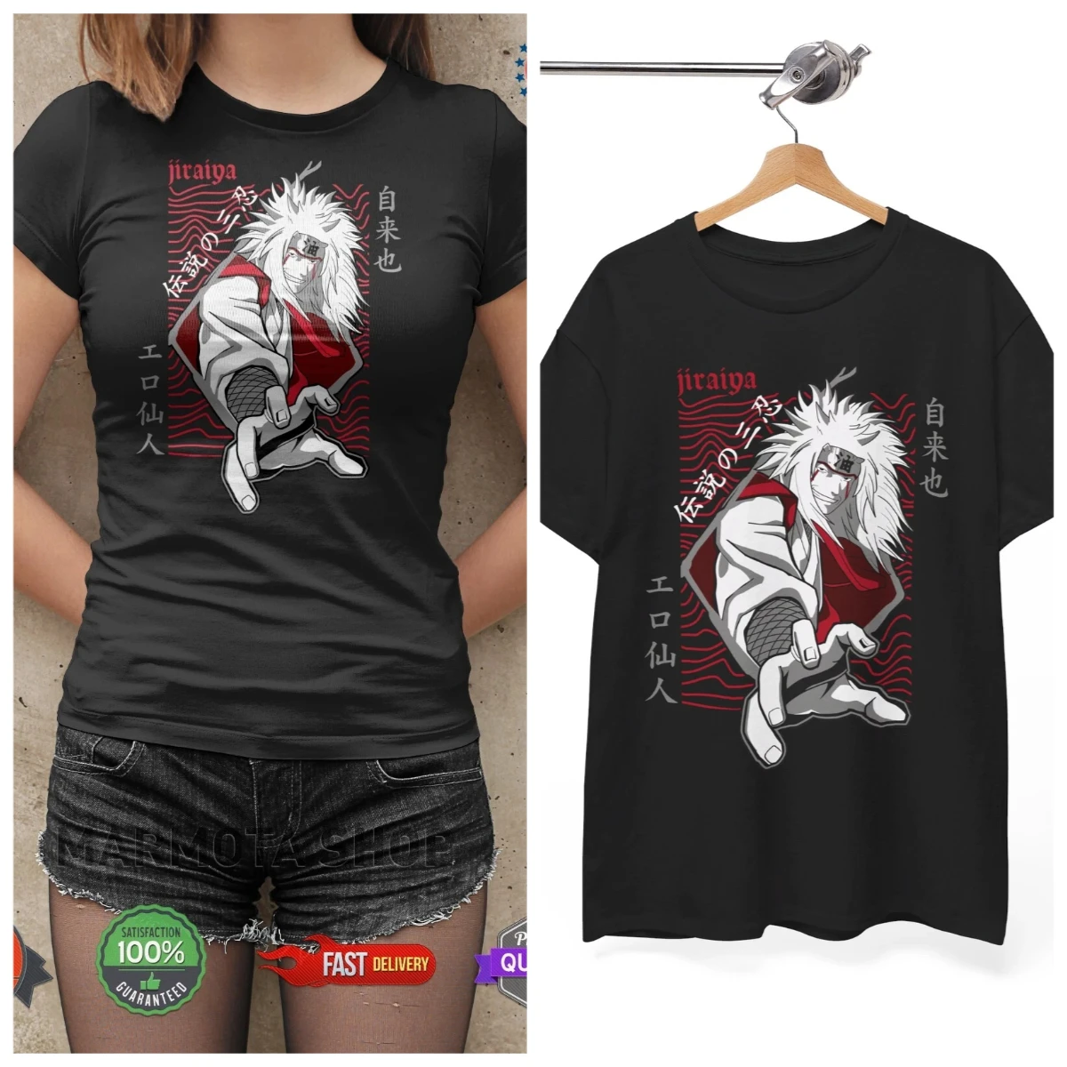 

Jiraiya Shirt Naruto Shippuden Sasuke Kakashi Anime Unisex Tee T-Shirt Men Fashion Japanese Anime Crew Neck Women Short Sleeve