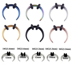 1PC 14/16G Pincher Septum Rings Stainless Steel Stretched Nose Piercing Black Punk Nose Ring Buffalo Horn Body Jewelry