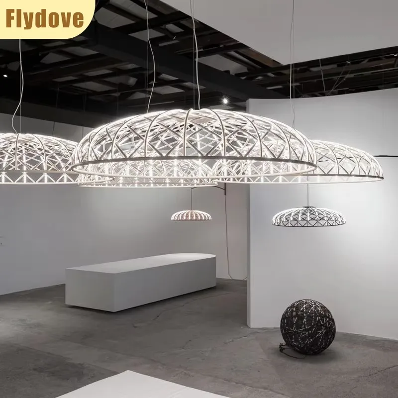 Designer Woven Mesh Art Eye Protection Led Pendant Creative Aesthetics Dining Room Bar Indoor Decorative Lighting Fixtures
