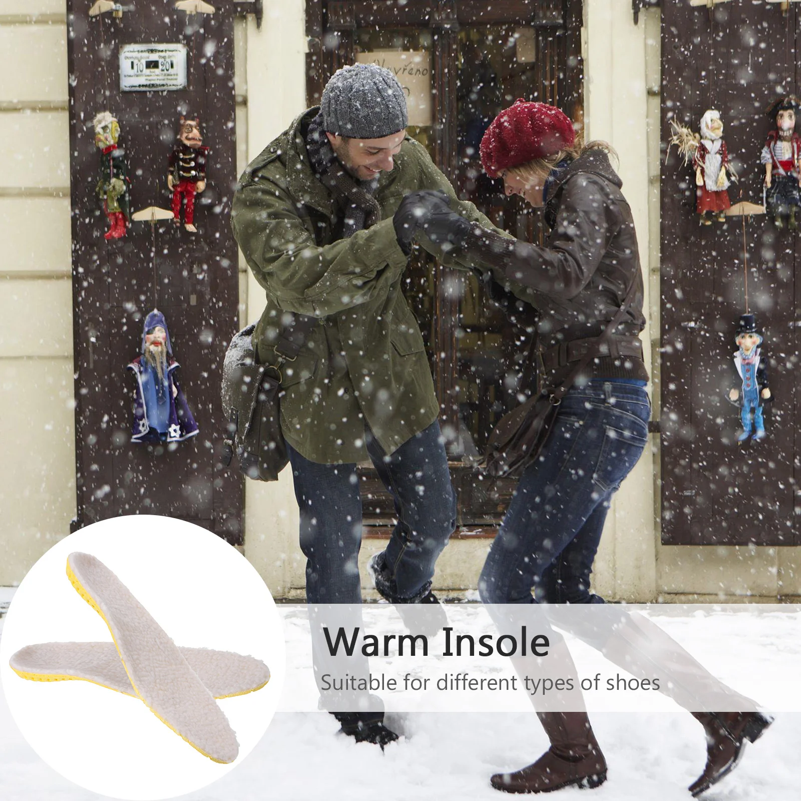 겨울 따뜻한 깔창 두꺼운 EVA 양피 통기성 감기 보호 신발 바닥 발 관리 도구 여러 크기