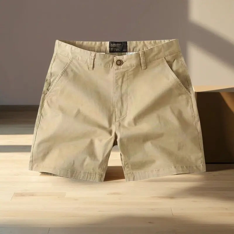 Summer Casual Cotton Workwear Shorts Men's Straight Leg Thin Pure Cotton Four-Five Length Pants Comfortable Breathable Shorts