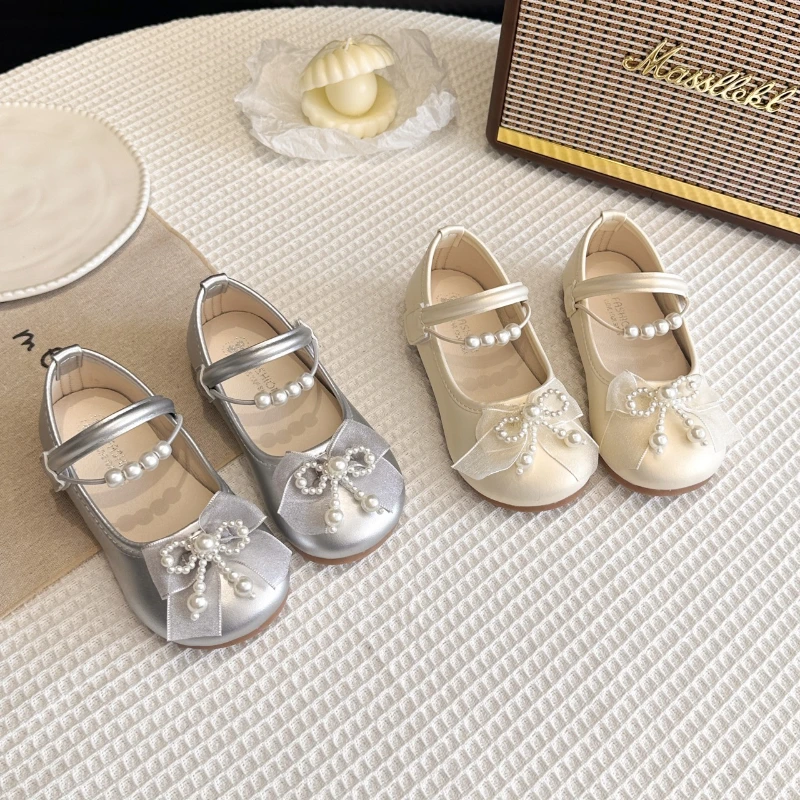 

2025 Autumn New Children Leather Shoes for Girls Fashon Korean Style Soft Bottom Anti-slippery Versatile Princess Dress Shoes