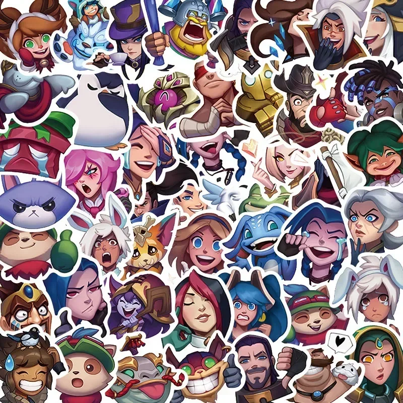 10/30/50PCS Cartoon League of Legends Funny Expression Stationery Sticker Shockproof Artistic School Supplies Collectibles