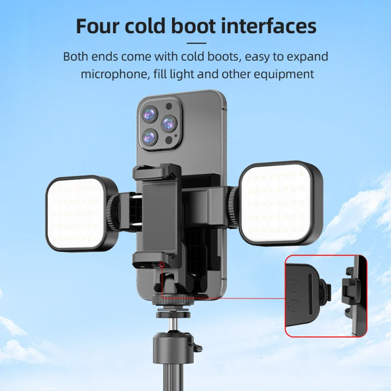 Portable Phone Tripod Mount with Dual Phone Holders Rotatable Phone Clamp Multifunctional Smarphone Holder Vlog Live Streaming