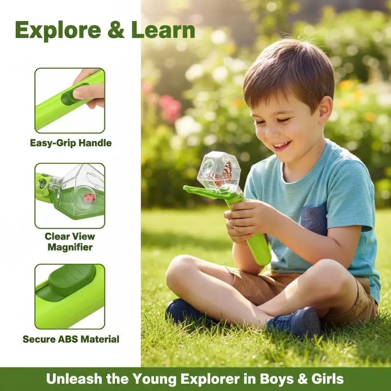 Kids  Viewer Magnifier Bug Catcher Viewer Box Educational Toy For Outdoor Nature Exploration Science LearningDesert Bling