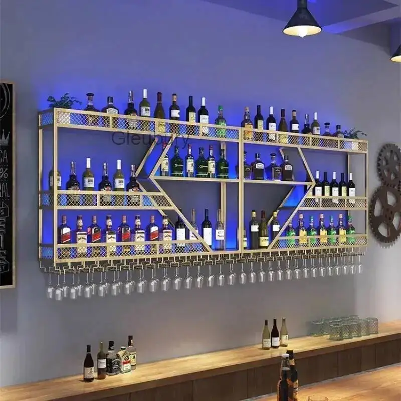 Lemari Penyimpanan Botol Minuman, Rak Mewah, Rak Dinding, Rak Mengambang Industrial, Penyimpanan Anggur, Organisasi Dapur, Furnitur Meja
