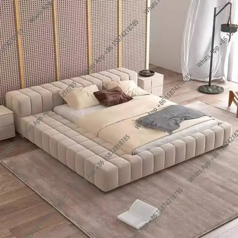 V68 Sm Princess Moderna Base de Cama Doble con Plataforma, Diseño Elevado para Sala de Estar, Bases de Cama Doble, Diván Queen, Camas Individuales, Muebles
