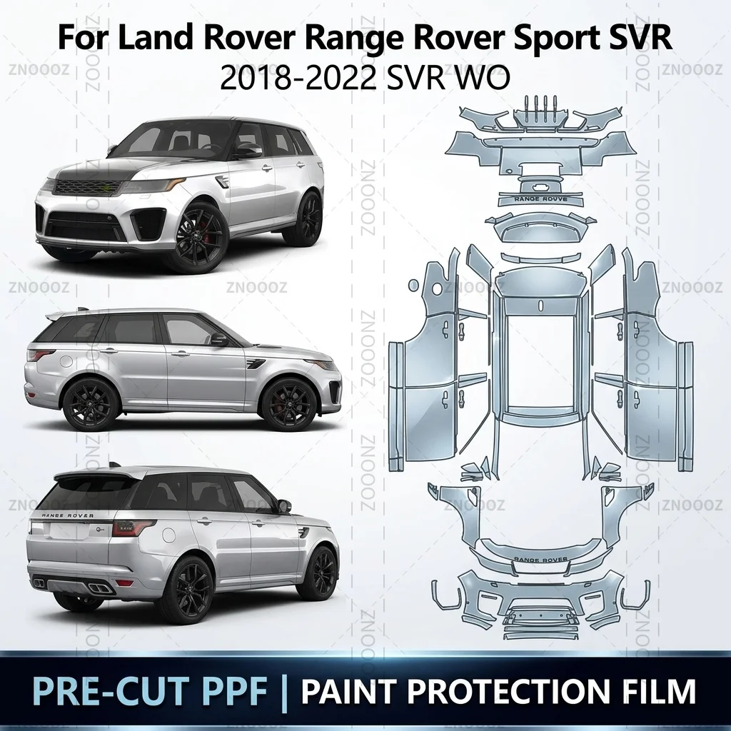 Für Land Rover Range Rover Sport SVR 2018-2022 8,5 Mil Vorgeschnittene PPF Lackschutzfolie für das Gesamtfahrzeug Glänzend Transparent Matt Schwarz