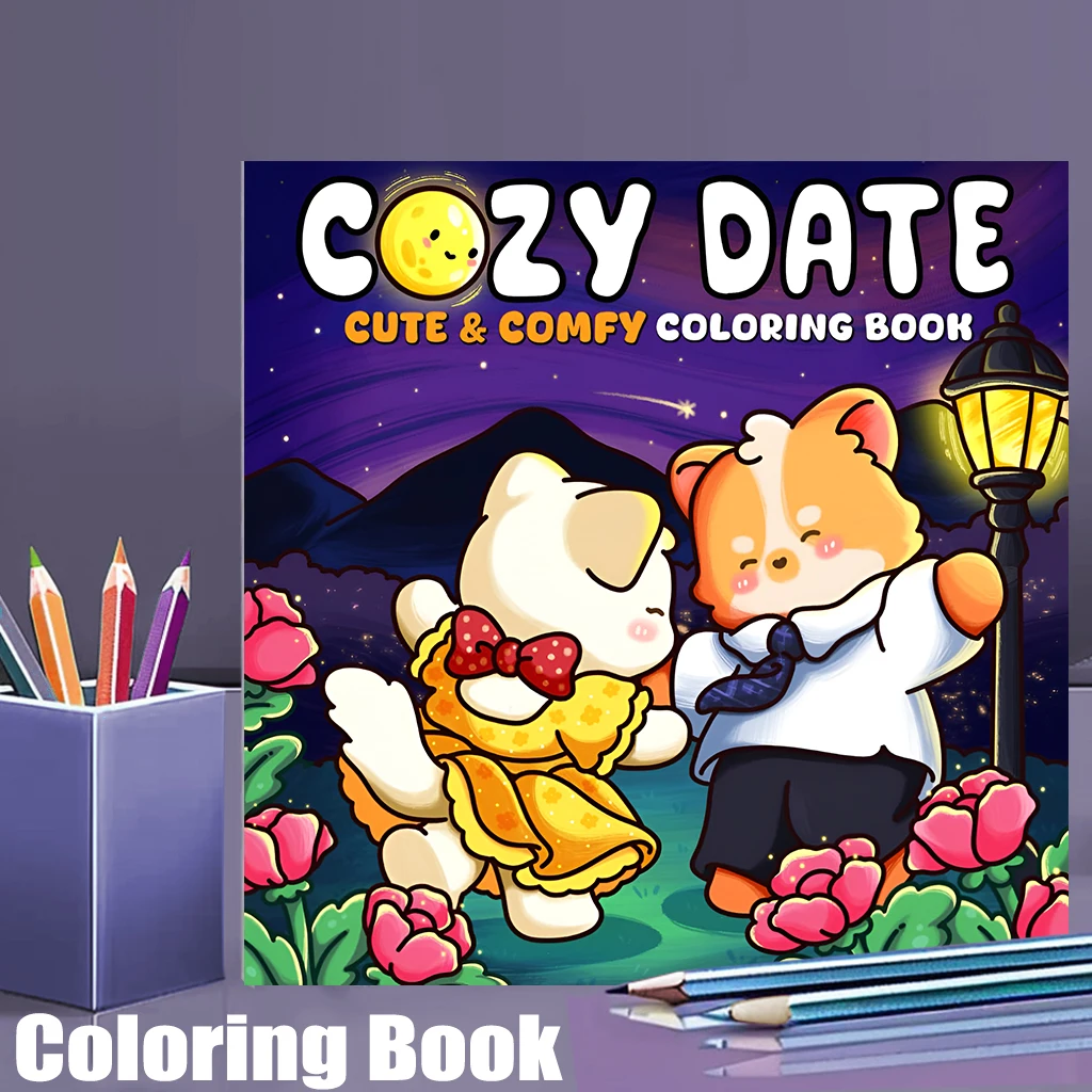 28 Pages Cutie Date Coloring Book for Adult | Colouring Book, Drawing Supplies for Christmas, Thanksgiving