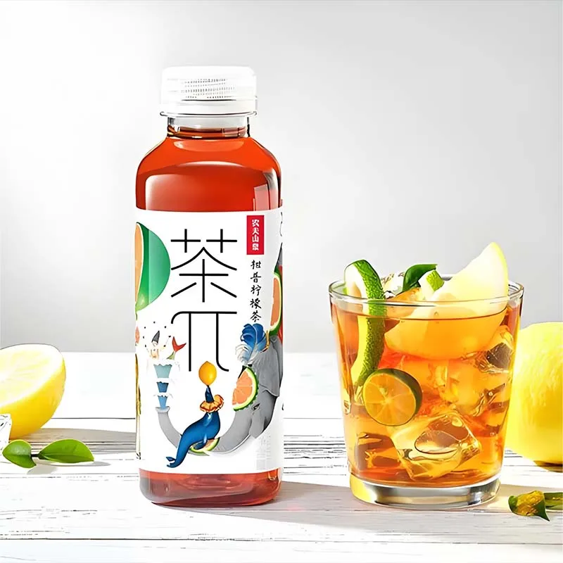 Bebida de té NongFu Chaedne 17,65 oz (500 ml) * 3 botellas de té negro de limón, melocotón oolong, pomelo, té de jazmín, bebida de botella pequeña