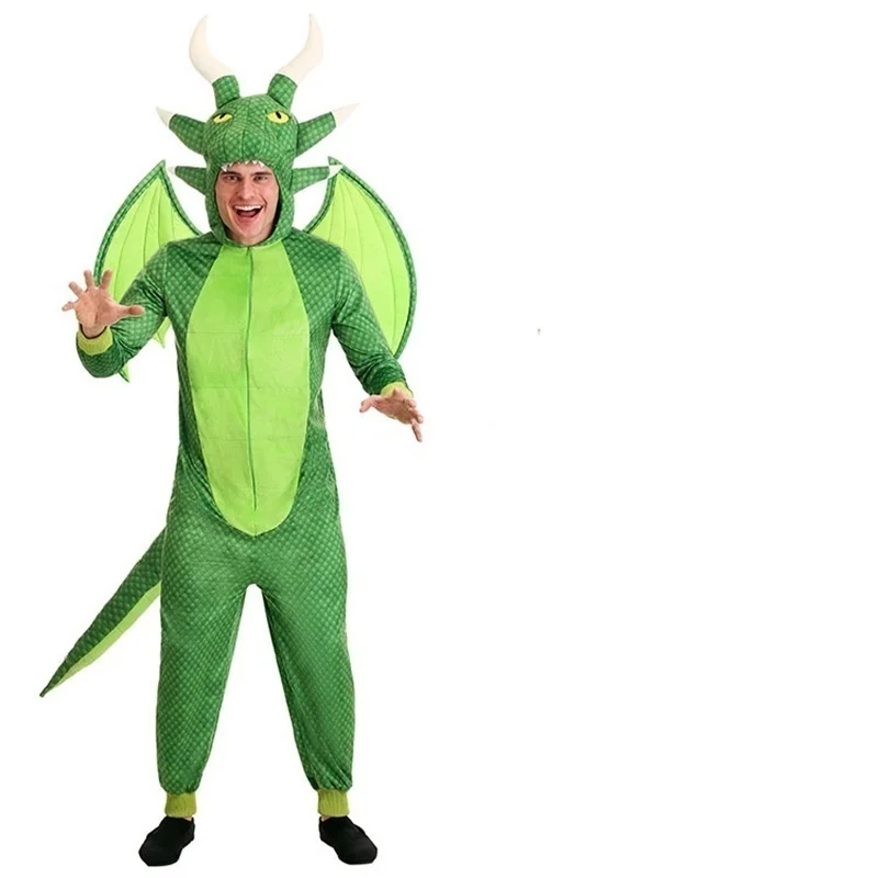 2021 adulto verde dinossauro trajes homem halloween cosplay monstro selvagem dino dragão fingir jogo festa role play vestir