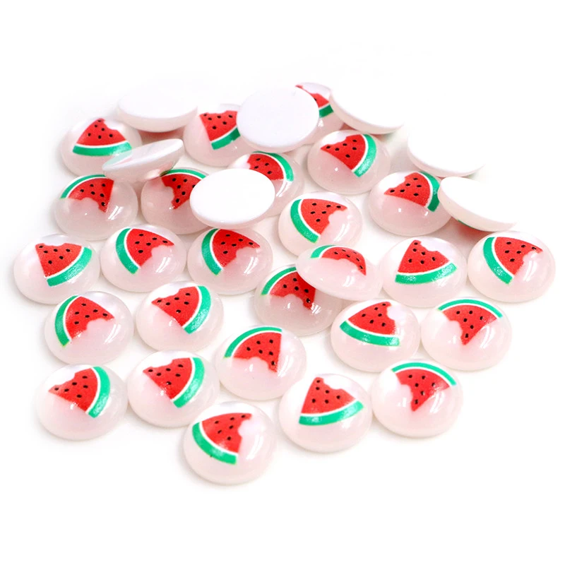 

40pcs 12mm Mix Colors Fruit Hawaiian Style Series Flat back Resin Cabochon For Bracelet Earrings accessories