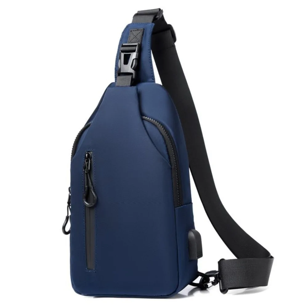

Fashion Nylon Chest Bag Large Capacity USB Charging Shoulder Bag Lightweight Crossbody Bag Travel