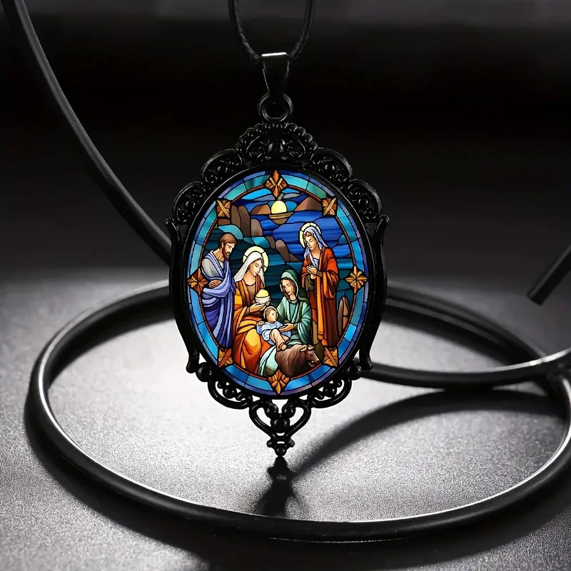 Popular Fashion, Simple Black Lace Base, Oval Crystal Pendant Necklace Strap, Customizable Pattern, Wholesale Available