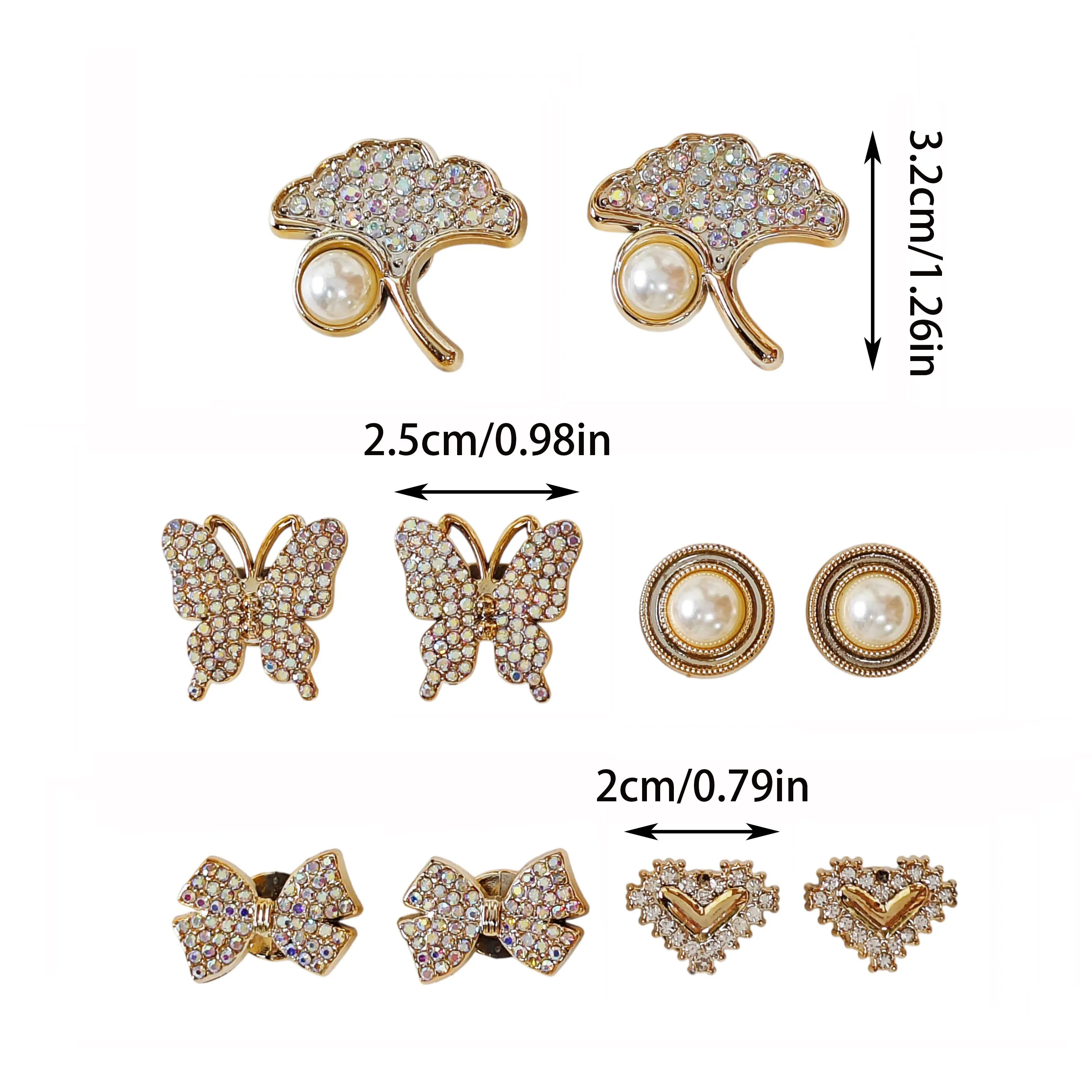 10Pcs DIY Shoe Decoration Charms with Glittering Diamonds, Ginkgo Leaves, Butterflies, Hearts, Bow Decorations, Non-Metal Lightweight Material, Y2K Fashion Versatile Cute Personality Accessories for Men and Women, Suitable for Eva Beach Shoes, Sandals, Removable Shoe Decorations, Holiday Gifts