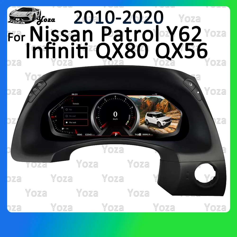 Yoza 12.3 Inch Car Digital For Nissan Patrol Y62 Infiniti QX80 QX56 2010-2020 Instrument Panel Multifunctional Multimedia Player