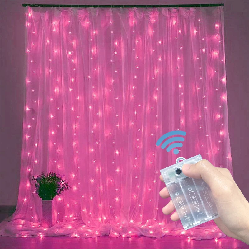 

8 Modes Curtain LED String Lights-AA Battery Powered Fairy Lights Wedding Party Indoor Decoration for Home Room Decor Aesthetic