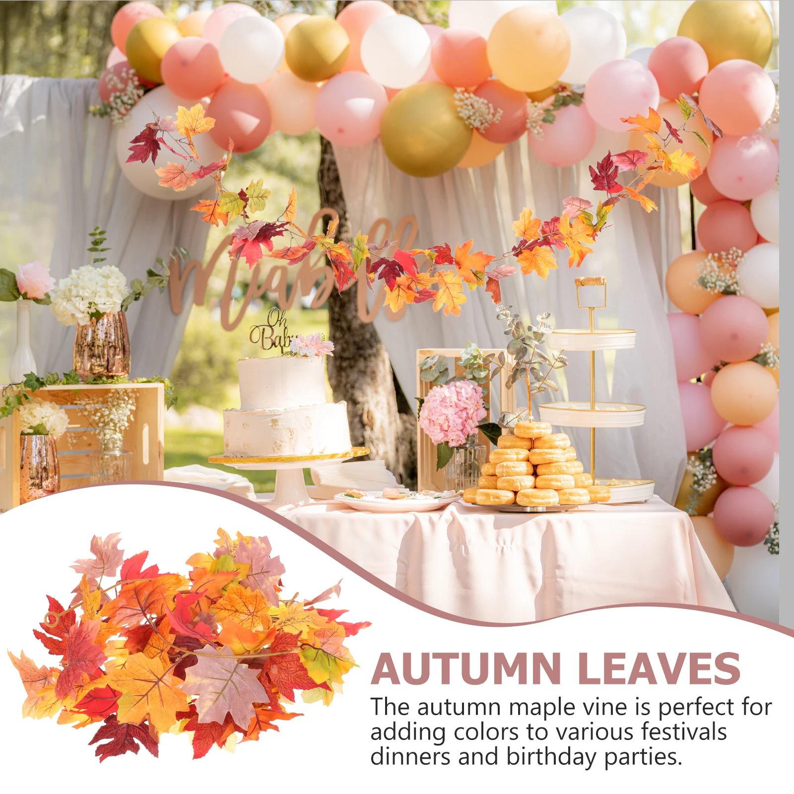 

Artificial Maple Leaf Vine Autumn Hanging Decor Thanksgiving Party Supplies Indoor Outdoor Fake Vine Pendant Wall Garden